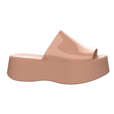 Imagem de Melissa Becky Platform Slides para mulheres – Sandálias acolchoadas e confortáveis com plataforma grossa sem cadarço com cabedal gelatinoso e design de bico aberto, vegano, Bege, 34