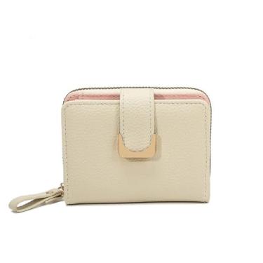 Imagem de Carteira feminina curta com zíper mini slot para cartões bolsa de troca de moedas para uso externo (damasco)