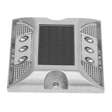 Imagem de AMONIDA Luzes de Marcador à Terra do Diodo Emissor de Luz da Energia Solar, Lâmpada Impermeável do Ponto da Estrada Entrada de Automóveis para Exterior, Alumínio Fundido, Amarelo, 4.1x4.1in (Branco)