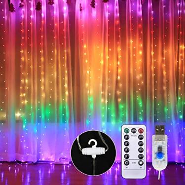 Imagem de Luzes de Cortina em Cordoalha 280 LEDs Fada Fio Cobre com Controle Remoto 8 Modos Decorativas Cascata para Casamento Fes