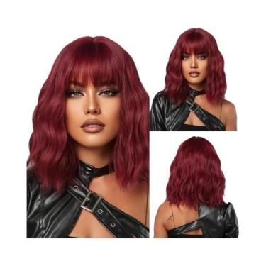 Imagem de Peruca Sintética Curta E Lisa Para Mulheres, Estilo Bob Preto Com Fran