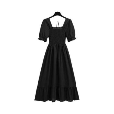 Imagem de Vestido Casual Feminino De Chiffon Plissado Com Cintura Elástica E Man