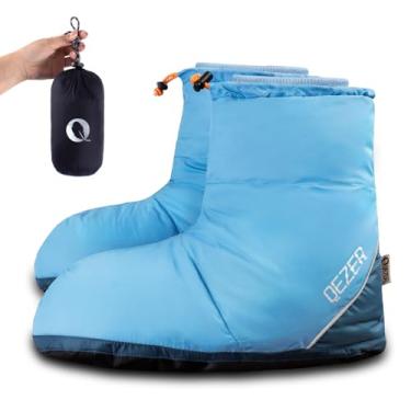 Imagem de QEZER Pantufas masculinas e femininas Keep Warm Foot Warmers, chinelos de acampamento, meias de acampamento de inverno (G-azul)