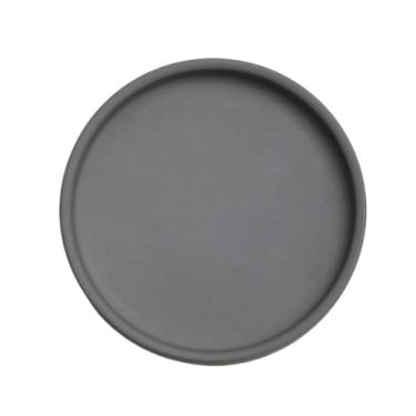 Imagem de KEG801302 Pires de cerâmica de mesa de jardim, para ambientes internos e externos, redondo, vaso de flores, bandeja coletora de plantas em vasos (cinza escuro, grande)
