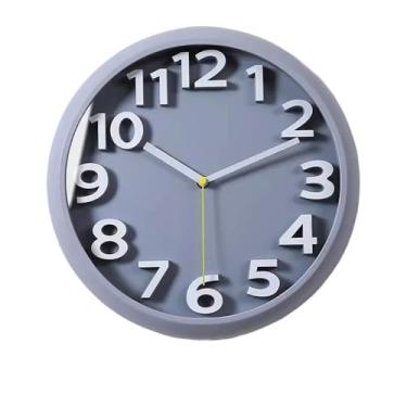 Imagem de Relógio de parede silencioso quartzo casa sala de estar relógio de parede redondo laranja simples relógio de parede, adequado para sala de estar, estudo, escritório relógio de parede (cinza)