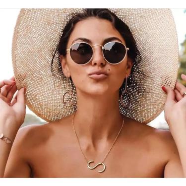 Imagem de Colar Letra F Dourado Delicado L5696