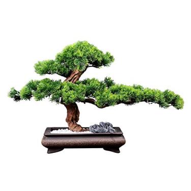 Imagem de Plantas falsas/plantas falsas de luxo artificial lindo pinheiro artificial bonsai retangular vaso de flores de cerâmica réplica elegante árvore de interior/planta - 43 cm de altura plantas artificiais