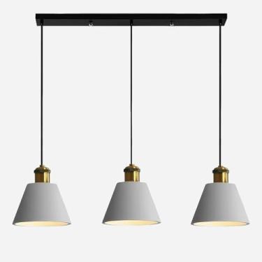 Imagem de Lustre linear moderno vintage em metal, luminária pendente nórdica com 3 lâmpadas E26 para sala de jantar, quarto, cozinha e ilha. Altura ajustável.