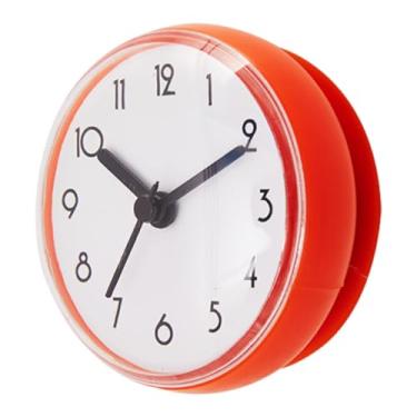 Imagem de Generic Relógio de banheiro com ventosa para pendurar na parede, decoração para casa, relógio redondo à água para cozinha e uso doméstico, Laranja