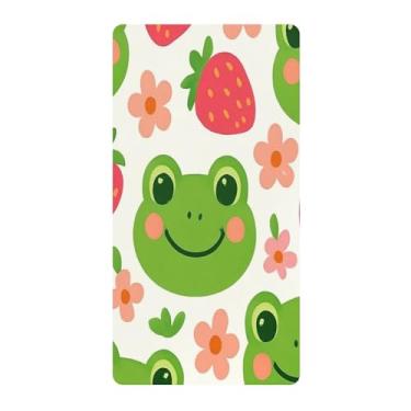 Imagem de Blueangle Lençol de berço padrão para berço infantil - lençol de algodão macio e respirável com desenho fofo de sapo (84)