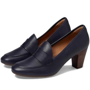 Imagem de SHODENSE Sapatos femininos com salto gatinho grosso, bico redondo, fechado, sem fecho, mocassim de camurça, fosco, salto médio, sapato loafer bico amêndoa, confortável, sapatos Oxford, escritório