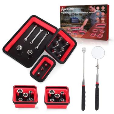 Imagem de Arcomin Conjunto de bandeja de peças magnéticas dobrável, bandeja magnética dupla face dobrável para parafusos, porcas e arruelas, organizador de armazenamento ideal para mecânicos, automotivos