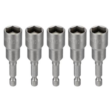 Imagem de HARFINGTON 5 peças de broca de chave de porca soquete métrico de 13 mm haste sextavada de 1/10.2 cm (2,56" (65 mm) soquetes magnéticos de 6 pontos conjuntos de parafusos de aço Cr-V de mudança rápida