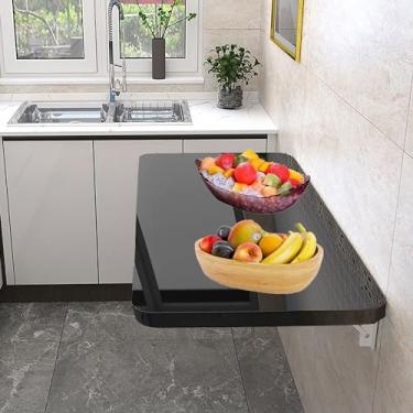 Imagem de Mesa dobrável flutuante para lavanderia, mesa de parede de madeira, mesa de jantar dobrável, mesa de jantar estável e resistente, pequena mesa de parede de madeira para cozinha, lavanderia,