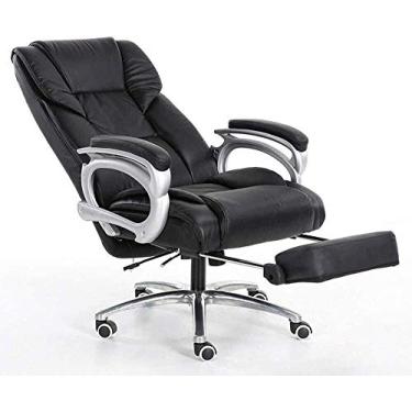 Imagem de Cadeira de escritório em casa com encosto alto assento grande e função de inclinação, almofada de esponja de alta elasticidade, estofamento de couro PU, cadeira de mesa wi para escritório, sala de
