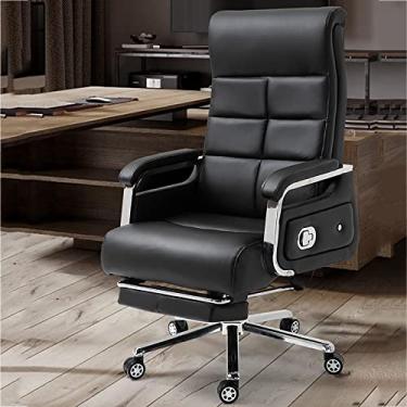 Imagem de Cadeira executiva de couro PU cadeira de escritório reclinável ajustável com apoio para os pés telescópico cadeira giratória apoio de braço acolchoado cadeira de jogos poltrona ergonômica cadeira