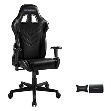 Imagem de Cadeira de escritório cadeira de mesa cadeira e-sports cadeira de jogo cadeira de escritório ergonômica apoio de braço de couro cadeira de chefe cadeira de computador cadeira giratória (cor: preto +