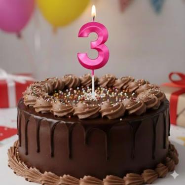 Imagem de Vela De Aniversário Design Número Com 7Cm Silver Festas Rosa (Número 3)