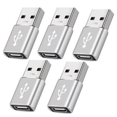 Imagem de Adaptador USB C fêmea para USB macho pacote com 5, conversor de cabo carregador tipo C para USB A, compatível com Apple Watch iPhone 16 15 14 13 12 Pro Max, AirPods Ultra 8 9 Samsung Galaxy S23 S24