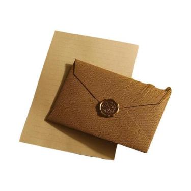 Imagem de Conjunto De Envelope E Carta Em Linho Com Selo De Cera Para Presentes 