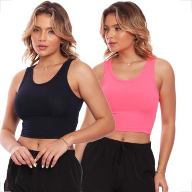 Imagem de Kit 2 Tops Fitness Nadador Feminino Lisa Blusa Básica-Feminino