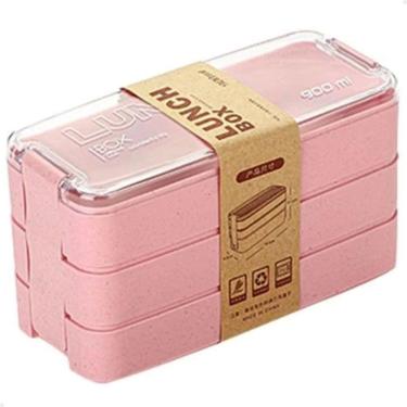 Imagem de Marmita Fitness Lunch Box 900ml 3 Divisórias Pote Mantimento Bento 3 Em 1 Lorben