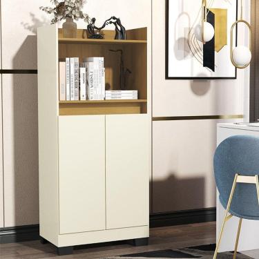 Imagem de Estante Livro Organizador Escritorio Armario Duque 2 Portas Perola/mel Perola/mel