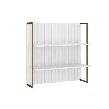 Imagem de Armário De Cozinha Modulado Bella Ripado 2606 Com 2 Prateleiras 80cm Branco