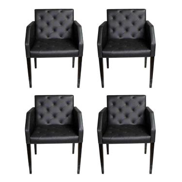 Imagem de Kit 4 Poltronas Nina Costura Capitonê - Preto - Cor: Preto