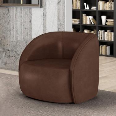 Imagem de Poltrona Decorativa Sala De Estar Clarke Pu Marrom Manchado G45 - Gran Belo