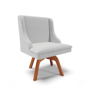 Imagem de Cadeira De Jantar Liz Linho Cinza A05 Base Giratória De Madeira Mm30 - D'rossi