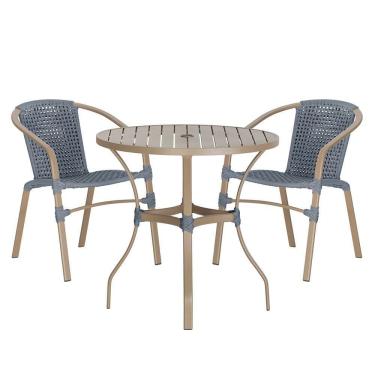 Imagem de 02 Cadeiras Floripa E Mesa Roma 80cm Fendi Trama Original Prata