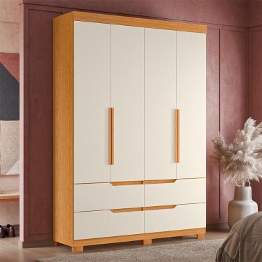 Imagem de Guarda Roupa Solteiro Doble 4 Portas E 4 Gavetas Cinamomo-off White - Móveis Albatroz Cinamomo-off White