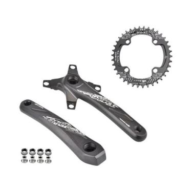 Imagem de Pedivela De Bicicleta MTB Preto 104BCD 165mm Com Eixo Quadrado, Coroas