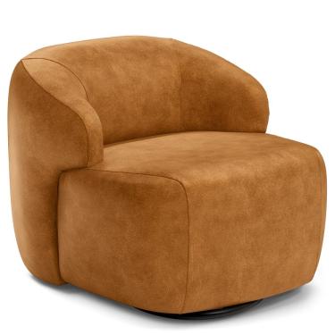 Imagem de Poltrona Decorativa Giratória Orgânica Para Sala Living Barolo L06 Couríssimo Whisky - Lyam Decor