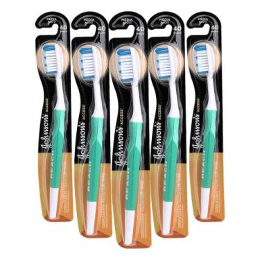 Imagem de Kit 5 Escova Dental Média Johnson's Reach Access 40 Grande