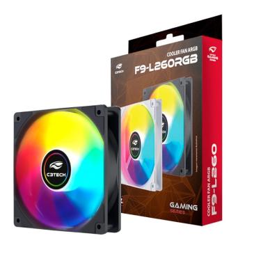 Imagem de Cooler Fan F9-L260BK Argb 12cm C3Tech 120?mm 9 lâminas, Rolamento Hidráulico, Molex 4-pinos, 1200?RPM, 35?CFM - Preto