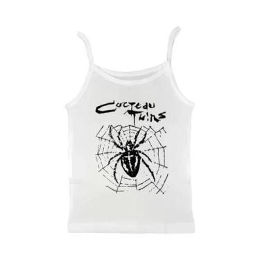 Imagem de Camiseta Feminina Gótica Com Estampa De Teia De Aranha, Estilo Harajuk