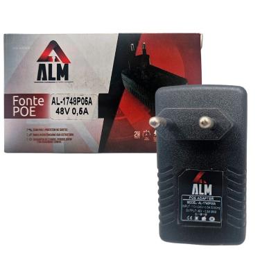 Imagem de Fonte Injetor POE Ethernet 48V 0.5A, Padrão Passivo, Conector RJ45 ALM - AL-1748P05A