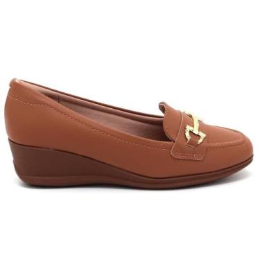 Imagem de Sapato Modare Anabela Napa Fivela Feminino 7392102, Camel, 37