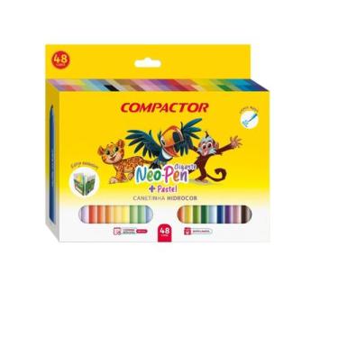Imagem de Canetinha Hidrocor Neo Pen Gigante + Pastel 48 Cores - Compactor