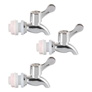 Imagem de Kit 3 Torneiras Para Suqueira Dispenser Plástico Prata Luxo Filtro Com Vedação