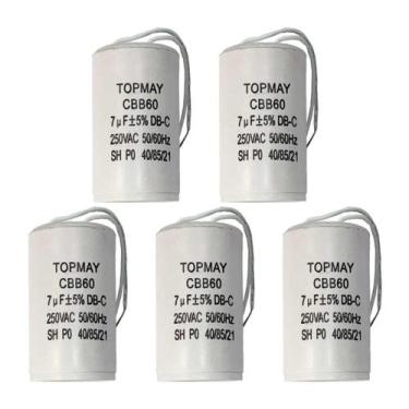 Imagem de 5X Capacitor Partida 7Uf - 250V Para Motor Portão Ventilador - Chipsce