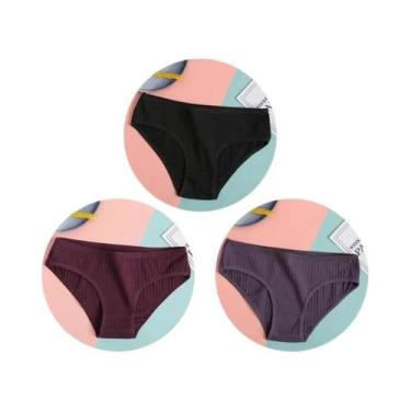 Imagem de Conjunto De 3 Calcinhas De Algodão De Cintura Baixa Para Mulheres, Rou