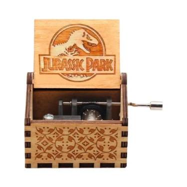 Imagem de Caixa De Música De Madeira Preta Jurassic Park Decoração Para Casa Pre