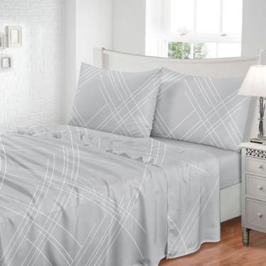 Imagem de Jogo de Cama Lençol Queen Jolitex Estampado Toque de Seda 300 Fios 4Pç