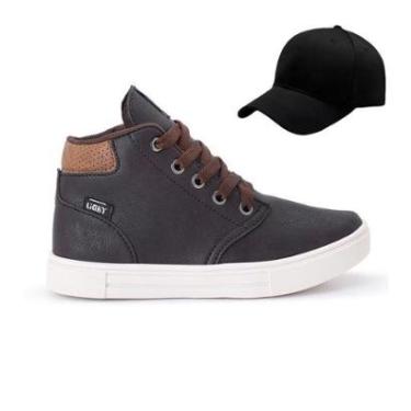 Imagem de Tenis Botinha Infantil Meninos Casual Cano Alto Confortavel + Bone-Masculino