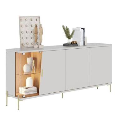 Imagem de Aparador Buffet Sena com Led Off White Matte Freijó - Colibri