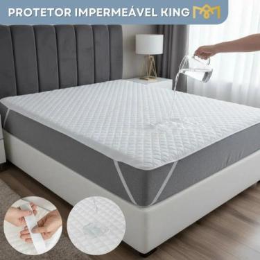 Imagem de Protetor De Colchão Impermeável King Tecido Matelado Antialérgico Anti