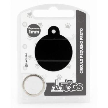 Imagem de Plaquinha de Identificação Personalizada - Círculo Preto P - Pets Tags